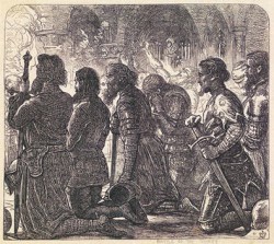 Молитва перед битвой рыцарей Жана IV де Бомануара (1310–1366/1367). Джон Милле (1829–1896). Иллюстрация к английскому переводу «Бретонских песен»