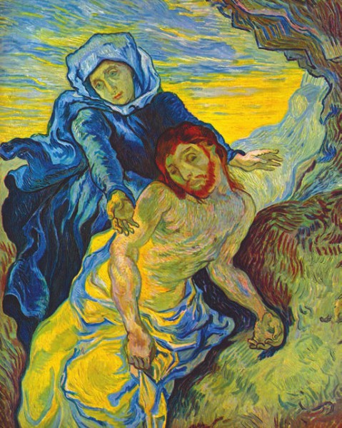 Винсент Ван Гог. Пьета (по мотивам Делакруа). Pietà (naar Delacroix). 1889. Холст, масло. 73 × 60,5 см. Музей Винсента Ван Гога (Амстердам)