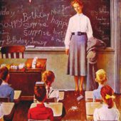 День рождения учительницы. Картина маслом Нормана Роквелла, 1956. С сайта en.wahooart.com